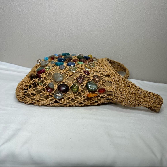 Cappelli Straworld Vintage Handcrafted Beaded Lined Crochet Net Shoulder Bag - Picture 7 of 16
